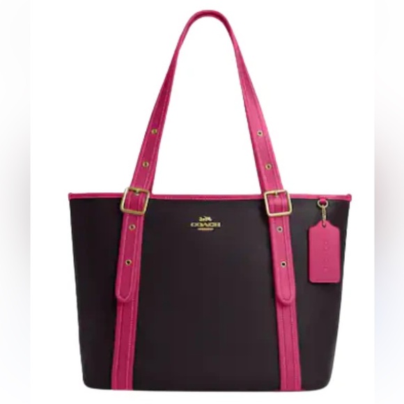 Coach Ashton Tote Bag #CM080 Oxblood & Fuchsia Pebble Leather $450 Retail - NWT - Picture 3 of 16